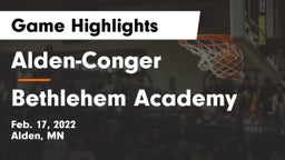 Alden-Conger  vs Bethlehem Academy  Game Highlights - Feb. 17, 2022