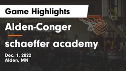 Alden-Conger  vs schaeffer academy Game Highlights - Dec. 1, 2022