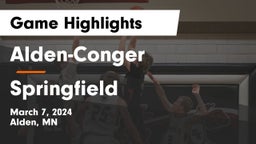 Alden-Conger  vs Springfield  Game Highlights - March 7, 2024