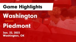 Washington  vs Piedmont  Game Highlights - Jan. 22, 2022