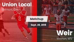 Matchup: Union Local vs. Weir  2018