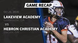 Recap: Lakeview Academy  vs. Hebron Christian Academy  2016