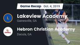 Recap: Lakeview Academy  vs. Hebron Christian Academy  2019