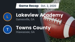 Recap: Lakeview Academy  vs. Towns County  2020