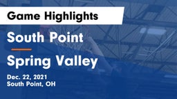 South Point  vs Spring Valley  Game Highlights - Dec. 22, 2021