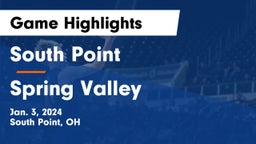 South Point  vs Spring Valley  Game Highlights - Jan. 3, 2024