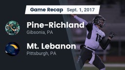 Recap: Pine-Richland  vs. Mt. Lebanon  2017