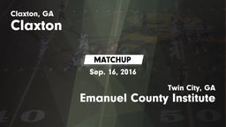 Matchup: Claxton vs. Emanuel County Institute  2016