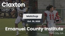 Matchup: Claxton vs. Emanuel County Institute  2020