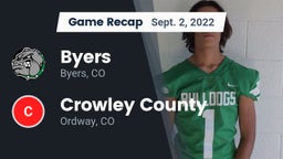 Recap: Byers  vs. Crowley County  2022