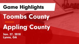 Toombs County  vs Appling County  Game Highlights - Jan. 27, 2018