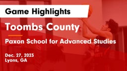 Toombs County  vs Paxon School for Advanced Studies Game Highlights - Dec. 27, 2023