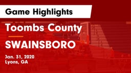 Toombs County  vs SWAINSBORO  Game Highlights - Jan. 31, 2020