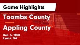 Toombs County  vs Appling County Game Highlights - Dec. 5, 2020