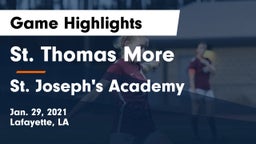 St. Thomas More  vs St. Joseph's Academy  Game Highlights - Jan. 29, 2021