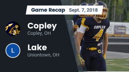 Recap: Copley  vs. Lake  2018
