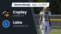 Recap: Copley  vs. Lake  2019