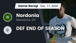 Recap: Nordonia  vs. DEF END OF SEASON 2020