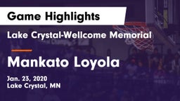 Lake Crystal-Wellcome Memorial  vs Mankato Loyola  Game Highlights - Jan. 23, 2020