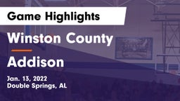 Winston County  vs Addison  Game Highlights - Jan. 13, 2022