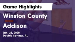 Winston County  vs Addison  Game Highlights - Jan. 25, 2020