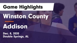 Winston County  vs Addison  Game Highlights - Dec. 8, 2020