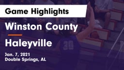 Winston County  vs Haleyville  Game Highlights - Jan. 7, 2021