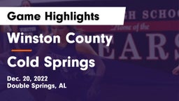 Winston County  vs Cold Springs  Game Highlights - Dec. 20, 2022