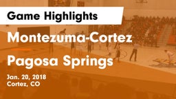 Montezuma-Cortez  vs Pagosa Springs Game Highlights - Jan. 20, 2018