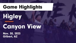 Higley  vs Canyon View  Game Highlights - Nov. 30, 2023