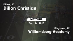 Matchup: Dillon Christian vs. Williamsburg Academy  2016