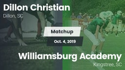 Matchup: Dillon Christian vs. Williamsburg Academy  2019