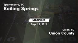 Matchup: Boiling Springs vs. Union County  2016