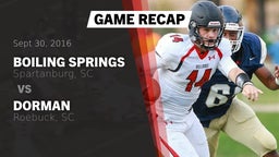 Recap: Boiling Springs  vs. Dorman  2016