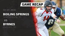 Recap: Boiling Springs  vs. Byrnes  2016