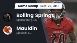 Recap: Boiling Springs  vs. Mauldin  2018