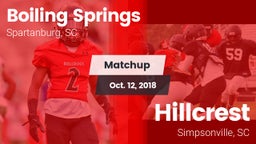 Matchup: Boiling Springs vs. Hillcrest  2018