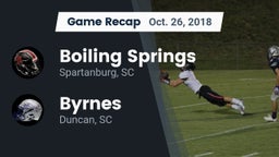 Recap: Boiling Springs  vs. Byrnes  2018