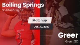 Matchup: Boiling Springs vs. Greer  2020