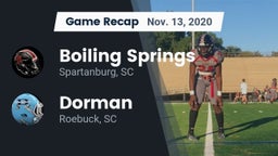 Recap: Boiling Springs  vs. Dorman  2020