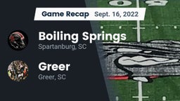 Recap: Boiling Springs  vs. Greer  2022