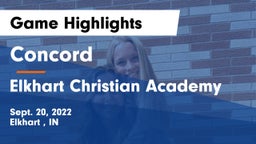Concord  vs Elkhart Christian Academy Game Highlights - Sept. 20, 2022