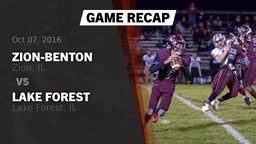 Recap: Zion-Benton  vs. Lake Forest  2016