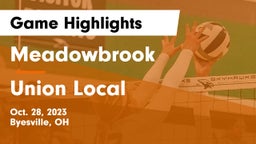 Meadowbrook  vs Union Local Game Highlights - Oct. 28, 2023