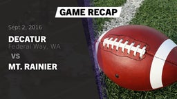 Recap: Decatur  vs. Mt. Rainier  2016