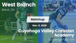 Matchup: West Branch vs. Cuyahoga Valley Christian Academy  2020