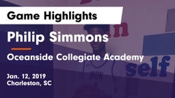 Philip Simmons  vs Oceanside Collegiate Academy Game Highlights - Jan. 12, 2019