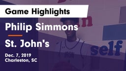 Philip Simmons  vs St. John's  Game Highlights - Dec. 7, 2019
