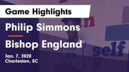 Philip Simmons  vs Bishop England  Game Highlights - Jan. 7, 2020