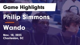 Philip Simmons  vs Wando  Game Highlights - Nov. 18, 2023